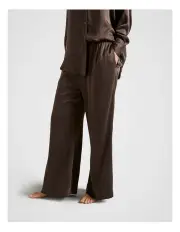 [Fine Day] Pure Silk Wide Leg Pant in Mocha