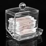 Cotton Swab Holder, Acrylic Cotton Swab Pads Holder with Lid, Qtip Holder, Cotton Pad Dispenser, Cosmetic Storage Container for Qtip Cotton Buds