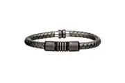 Metallic Grey Braided Leather Antique Beads Bracelet