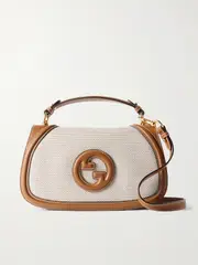 [Gucci] Gucci - Blondie Leather-trimmed Canvas Shoulder Bag - Brown - One size One size Brown