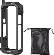 [Andoer] Panoramic Camera Aluminium Alloy Video Cage with Double Cold Shoe Holder, Metal Protective Frame, Camera Cage Accessories Vlog Compatible with Insta360 X3