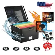 Fireproof & Waterproof Document Organizer Box with 9 Compartments - Black/Grey