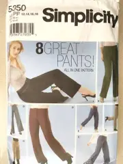 Simplicity Pattern 5350 Misses' Pants Slacks Trousers Sizes 12 14 16 18
