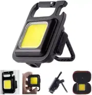 Mini LED 800 Lum USB Rechargeable COB Keychain Work Lights Key Ring Camp Torch