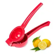 Manual Juicer Citrus Lemon Squeezer, Fruit Juicer Lime Press Metal, Red