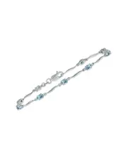 Silver 1.59 ct. tw. Diamond & Aquamarine Bracelet