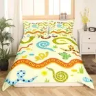 Sets Full Size,Cartoon Snake Print Duvet Cover for Kids Teens Adults,Wildlife