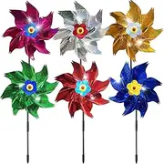 Sparkly Colorful Pinwheels Pin Wheel Holographic Spinners Whirl Reflective Pinwheel Scare Birds Away for Garden Party Lawn Kids Decor (6)
