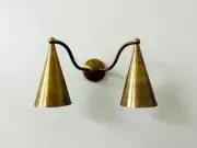 Double Sconce Arculated Mid Century Modern Full Raw Brass Wall Lamp Lights