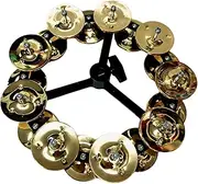 Drum Cymbals Hi Hat Tambourine Bells Mountable Durable Percussion Instrument Double Gold 15.5 cm