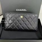 二手精品 CHANEL 香奈兒 荔枝紋 小羊皮 金扣 銀扣 ㄇ字拉鍊長夾 皮夾 錢包 手拿包 卡夾 AP0242