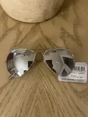 NWT West Loop Silver Aviator Sunglasses 46577CALSLV Metal Frame 100% UVA-UVB