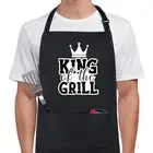 100% Cotton Funny Aprons King of the Grill with 2 Pockets BBQ Grilling Adjust...