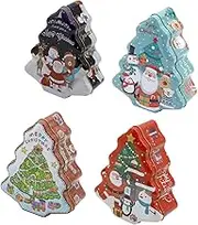 STOBOK 4pcs Boxes Christmas Candy Jar up Indoor Xmas Tree Decorations Christmas Candy Tins Empty Christmas Tins Presents Christmas Tree Christmas Decor Stocking Stuffer for present Tinplate