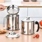 Cooking Oil Filter Pot Bacon Grease Saver Container with Mesh for Kitchen