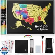 TRAVELISIMO Scratch Off Map of United States, 12x17 Inch Travel Map With 25 U