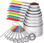 Measuring Cups & Spoons Set of 18 - Includes 8 Stainless Steel Nesting Measuring