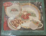 Gibson Snowman Frolic 16 Piece Stoneware Set NIB