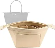 [Lckaey] Purse Organizer Insert for Le Pliage Neo Handbags Insert Organizer- Premium Felt Organizer, beige zipper, Medium