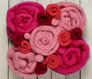 Pink Red MIX Spinning Felting Wool Roving Fiber -Mixed Top Roving Bag 8 oz Spin