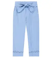 [Tartine et Chocolat] Tartine et Chocolat Lace-trimmed linen pants Y 6 blue