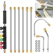 4000 PSI Telescoping High Pressure Washer Wand Set, Gutter Cleaner Tools from Ground with 5 Atomization Nozzle Tips, 1/4" Quick Connect for Gutter & Roof Drainage & Walls Cleanings (1pcs)