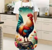 MANDIL-APRON-DELANTAL DE LINO CON ESTAMPADO DE GALLOS UNISEX