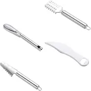 HOLIDYOYO 4Pcs Scraping Tool Fish Scrapers with Comfortable Grip Kitchen Silver