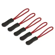 Zipper Pulls Pull Head Handle Tab Tags Cord Extension Black Red Pack of 20