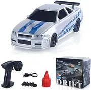 wheelfun 1/43 R34 High Speed RC Drift Car with 4WD 2.4GHz Radio ControlMotorElectronic (ESC) Servo Motor LightingBattery Ready to Use Mini Toy Vehicle Gift
