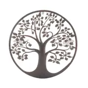 Willow & Silk Laser Cut Round Tree of Life w/ Heart Leaves Wall Art 60cm Brown