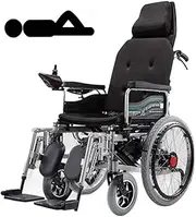 Electric Wheelchair, Heavy Duty Electric Wheelchair with Headrest, Foldable Folding,Electric Power or Manual Manipulation,Adjustable Backrest and Pedal, Ideal for Outdoors or Indoors,Portable