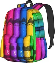 [vacsAX] colored crayons School Backpack Rucksack Large Capacity Back Pack with Front Pocket Lightweight School Bags