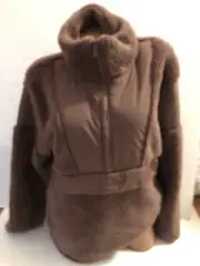 Victoria's Secret Pink Cozy Half Zip Pullover Teddy Sherpa vintage Brown L NWT