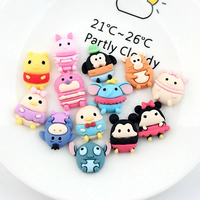 20pcs Mixed Color Flatback Assorted Resin Baby Cartoons Animal Cabochon 18mm