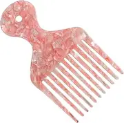 ASUNFO Wide Tooth Afro Pick Comb for Women Men Curly Hair Detangling Styling Lifting, Pink, Plastic Acrylic Resin