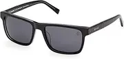 [Timberland] POLARIZED RECTANGULAR FULL RIM MEN'S SUNGLASSES, Black, 55, shiny black, 55