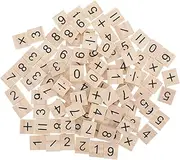 TEHAUX Interactive Math Learning DIY Craft Number Tiles Wooden Number Tiles for Boys and Girls Projects
