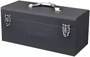Metal Toolbox - Heavy Duty Portable Tool Box with Organizer Tray and Handle 19"