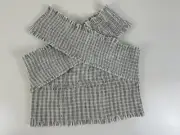 NWT Urban Outfitters Size S Striped Stretchy Cross Crop Top Cream And Black