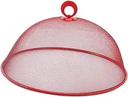 JISADER Metal Mesh Screen Food Cover Solid Dome Screen Plates Cover Picnic Foods Umbrella for Table, Red
