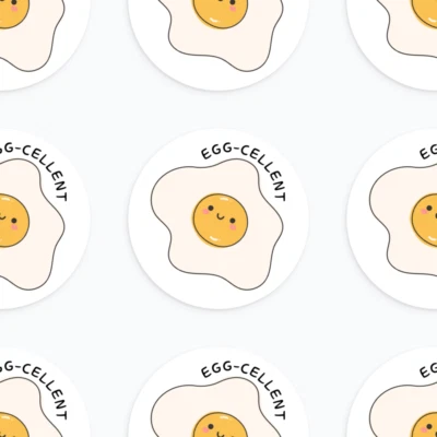 50pcs Excellent Egg-cellent Novelty Inspiring Label Sticker 25mm