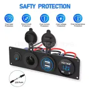 4in1 DIY Toggle Panel for Car Dual USB Socket Charger LED Voltmeter Power Outlet