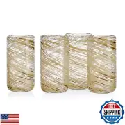 Mikasa Color Swirl Honey Set of 4 Highball Tall Beverage Drinking Glasses, 18