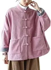 [ChangNanJun] Women's Cotton Quilted Long Sleeve Loose Style Fleece Chinese Coat