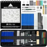 50 pcs Professional Drawing Sketching Artist Kit Set, Pencils Charcoal Book Bag