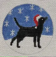 Black Lab Christmas Ornament Hand Painted Needlepoint Canvas