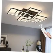 Modern LED Ceiling Light, Dimmable LED Chandelier Black Flush Mount Ceiling
