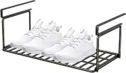 Shoe Shelf Tray - Folding Shoe Rack, Cabinet Storage Organizer | Multi Tier Stackable Stand, Sturdy Bottom Grid Design Shelf, Space Saving Shoe Holder for Entryway Closet Floor Storage