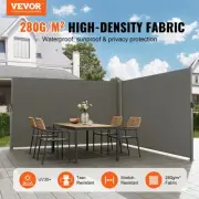 Retractable Side Awning 180x600cm Waterproof Outdoor Privacy Screen Gray